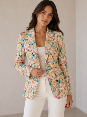 Floral Blazer - Pink and Yellow